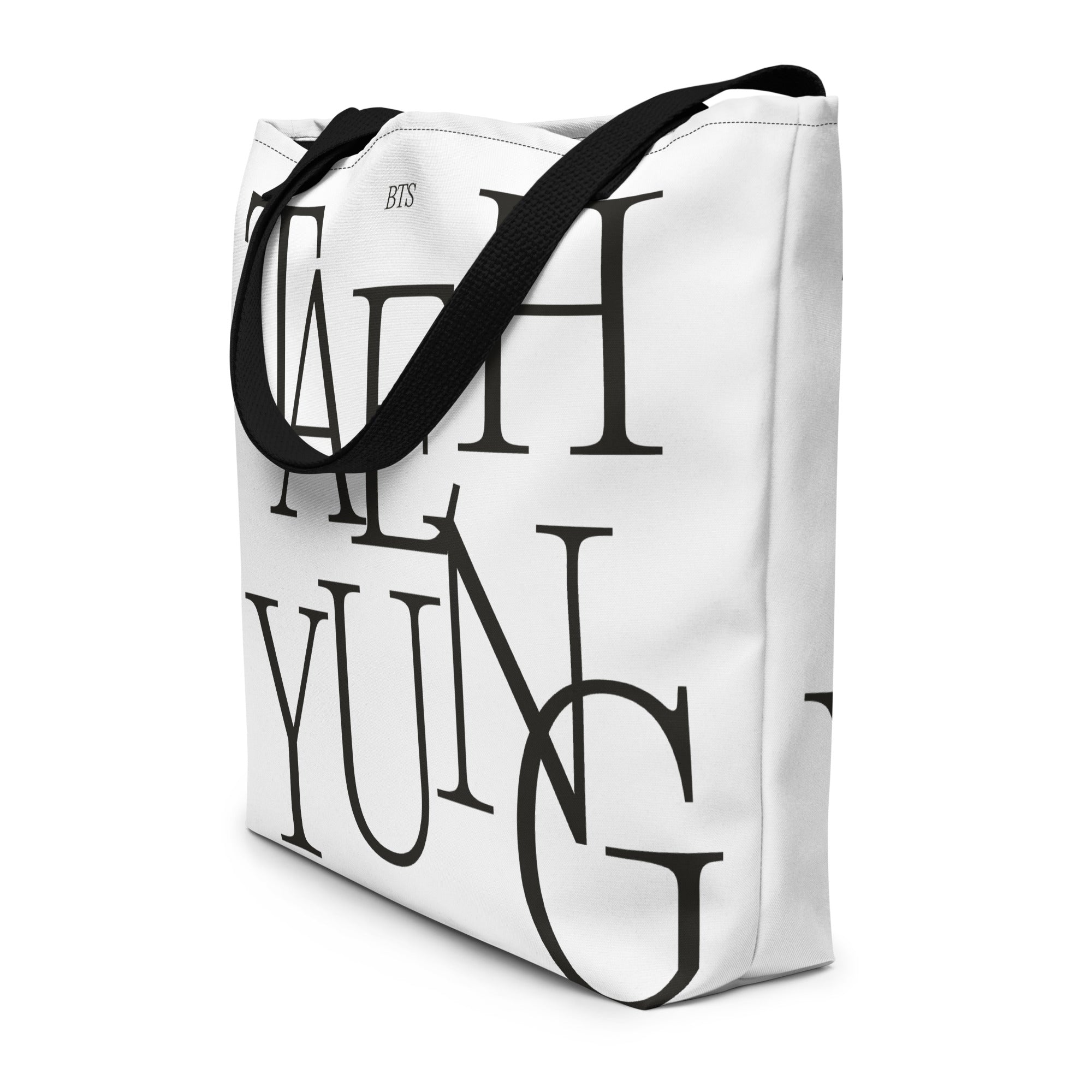 BTS Taehyung Black/White Tote Bag with Zipper